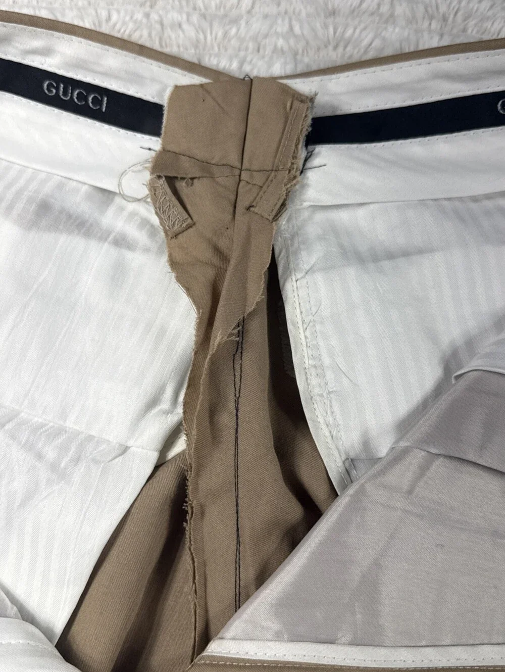 Gucci Men Wool Poly Beige Pants Trousers Size 40 Fits 32x31” France VTG 2001 EUC